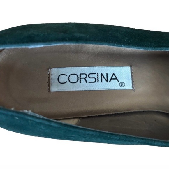 Corsina VTG green suede w blk block heel WM 7.5 N old money business casual - Picture 13 of 14